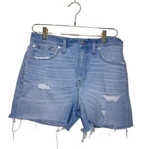 Madewell‎ High Rise Denim Cut Off Shorts Distressed Light Blue Women 28